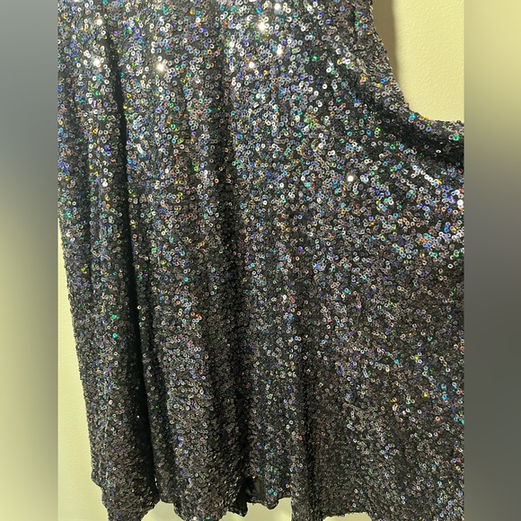 Badgley Mischka Collection Dress Sequin Silver Hourglass Mermaid Pencil Maxi - Picture 3 of 8